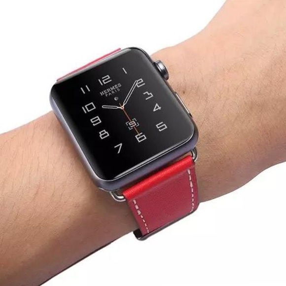 Red Vegan Leather Watchband for Apple Watch - Picture 2 of 7